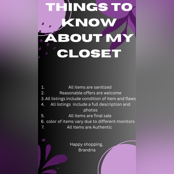Things to know about my Closet - Picture 1 of 1